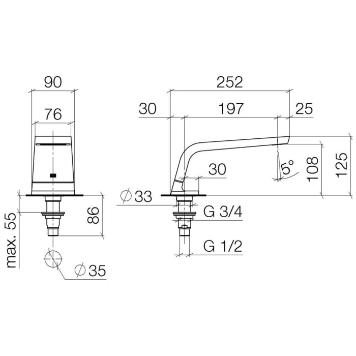 Dornbracht CL.1 Wannen-Stand-Auslauf