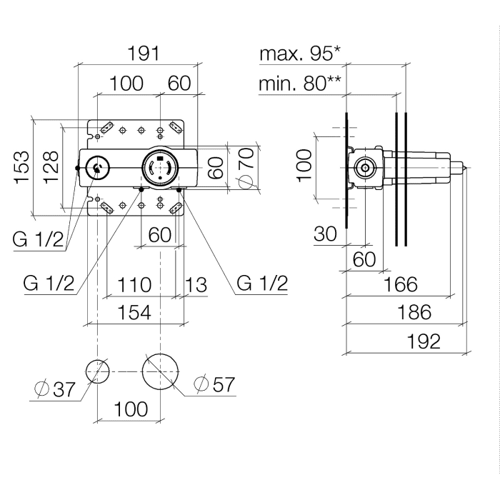Dornbracht UP-Wand-Einhandbatterie Mischer rechts
