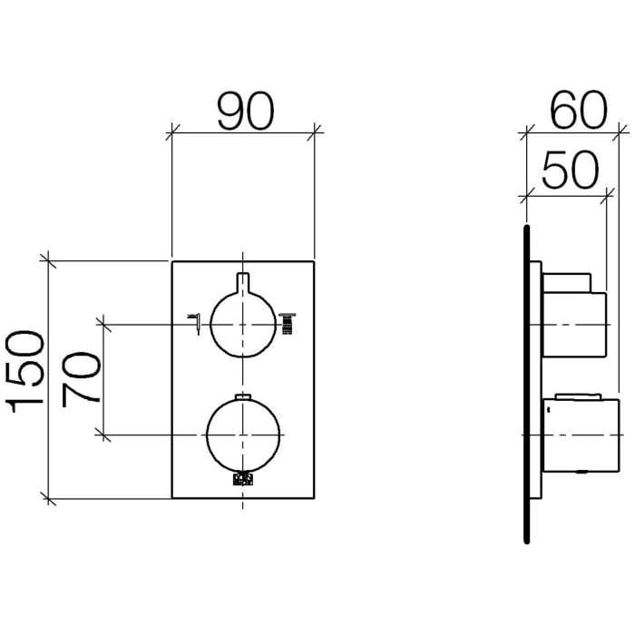 Dornbracht UP-Thermostat mit 2 Wege Mengenregulierung