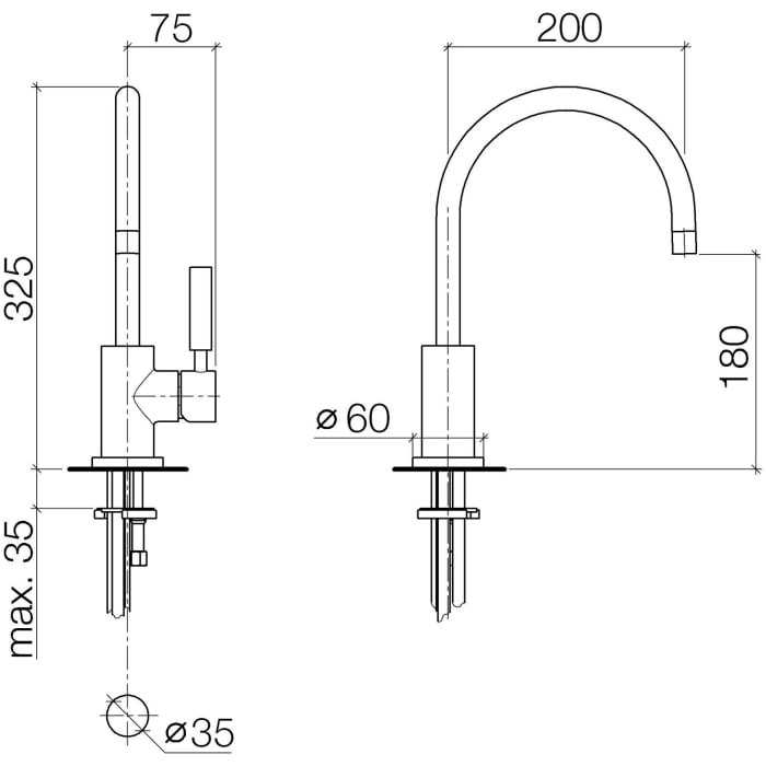 Dornbracht Tara Classic Spültisch-Einhandbatterie, Ausladung 20 cm