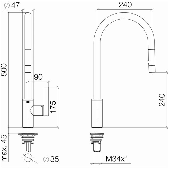 Dornbracht Tara Ultra Einhebelmischer Pull-down mit Brausefunktion