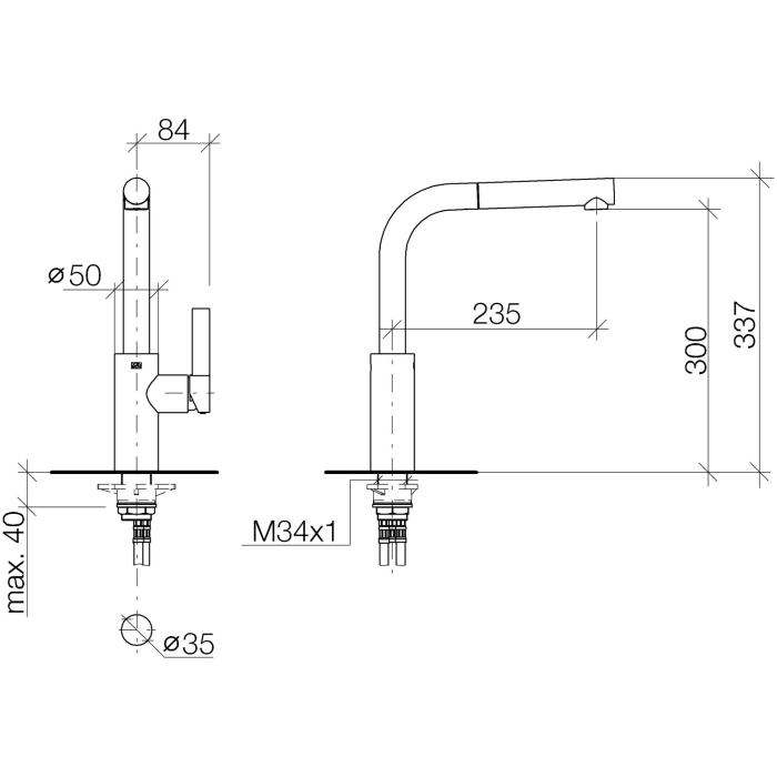 Dornbracht Elio Einhebelmischer mit herausziehbarem Auslauf