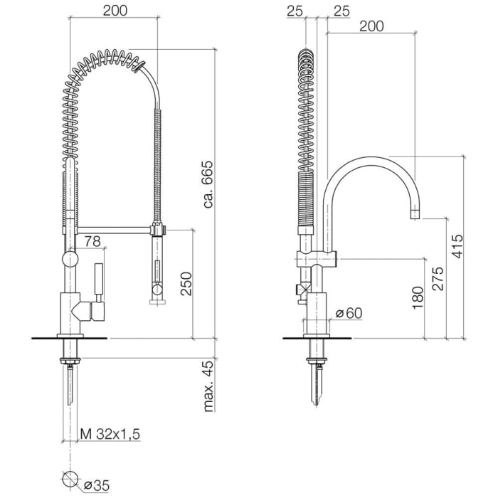 Dornbracht Tara Classic Profi-Spültisch-Einhandbatterie