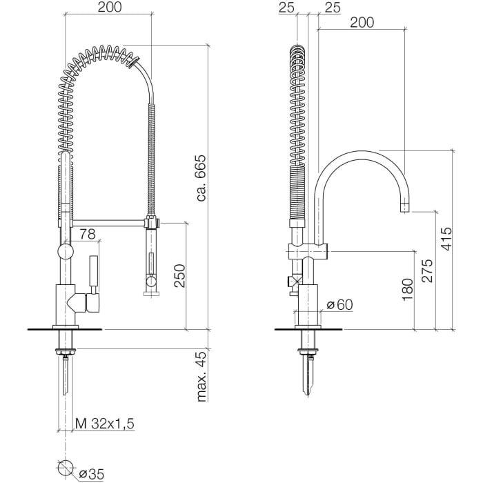 Dornbracht Tara Classic Profi-Spültisch-Einhandbatterie