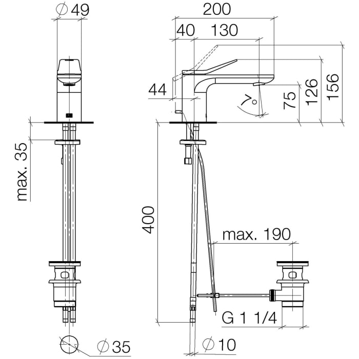 Dornbracht Lissé Waschtisch-Einhandbatterie mit Ablaufgarnitur