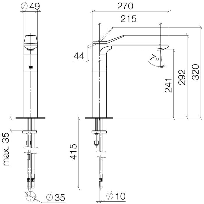 Dornbracht Lissé Waschtisch-Einhandbatterie mit erhöhtem Standfuß, ohne Ablaufgarnitur