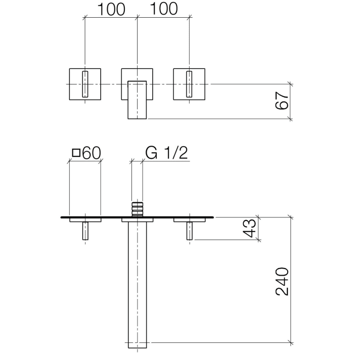 Dornbracht MEM Waschtisch-Wandbatterie mit Einzelrosetten Ausladung 24 cm