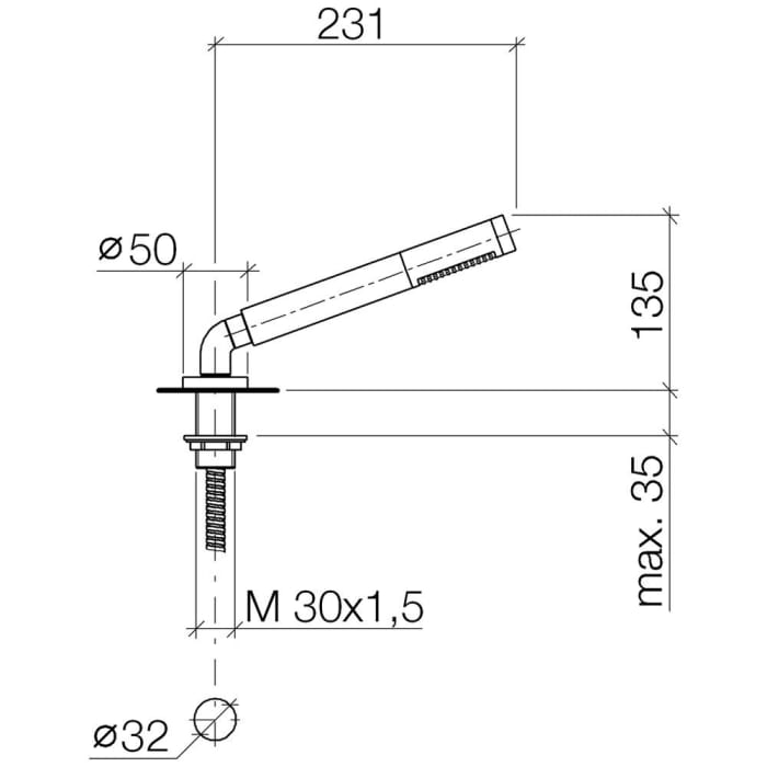 Dornbracht Schlauchbrausegarnitur für Wannenrand- bzw. Fliesenrandmontage