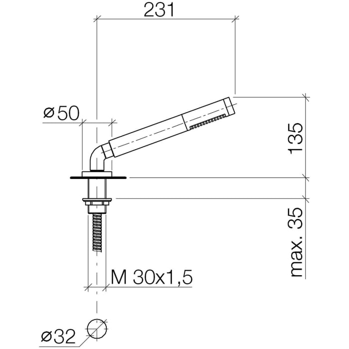 Dornbracht Schlauchbrausegarnitur für Wannenrand- bzw. Fliesenrandmontage