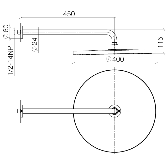 Dornbracht VAIA Regenbrause mit Wandanbindung 40 cm
