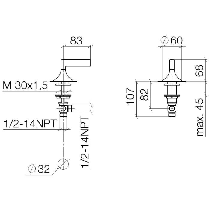 Dornbracht VAIA Seitenventil rechtsschließend warm, mit Flügelgriff