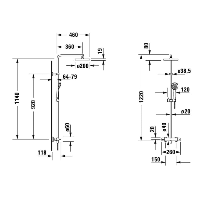 Duravit B.1 Shower System mit Brausethermostat