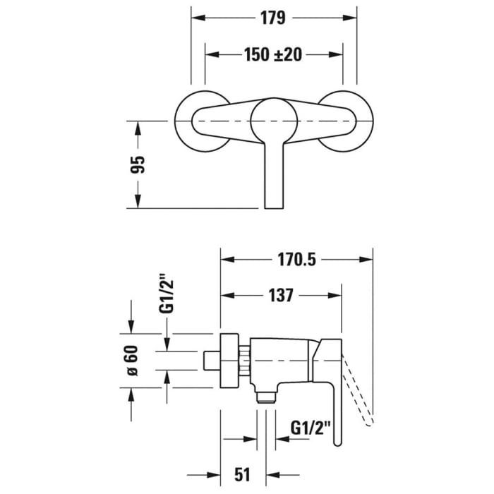 Duravit B.2 Einhebel-Brausemischer Aufputz