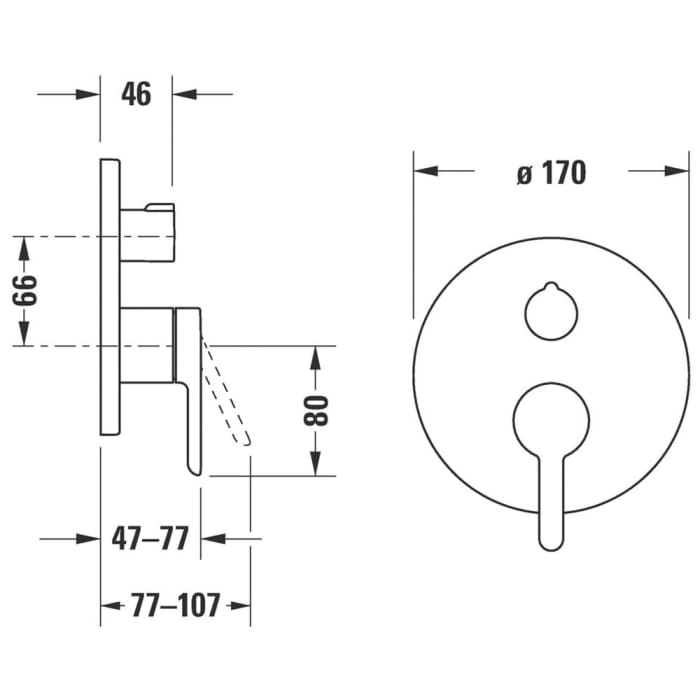 Duravit C.1 Einhebel-Wannenmischer Unterputz mit runder Rosette für 2 Verbraucher