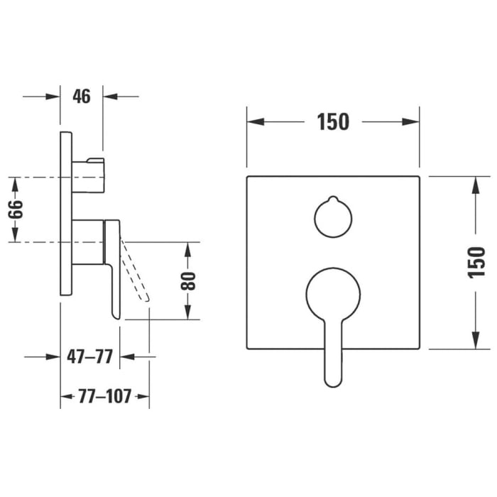 Duravit C.1 Einhebel-Wannenmischer Unterputz mit eckiger Rosette für 2 Verbraucher