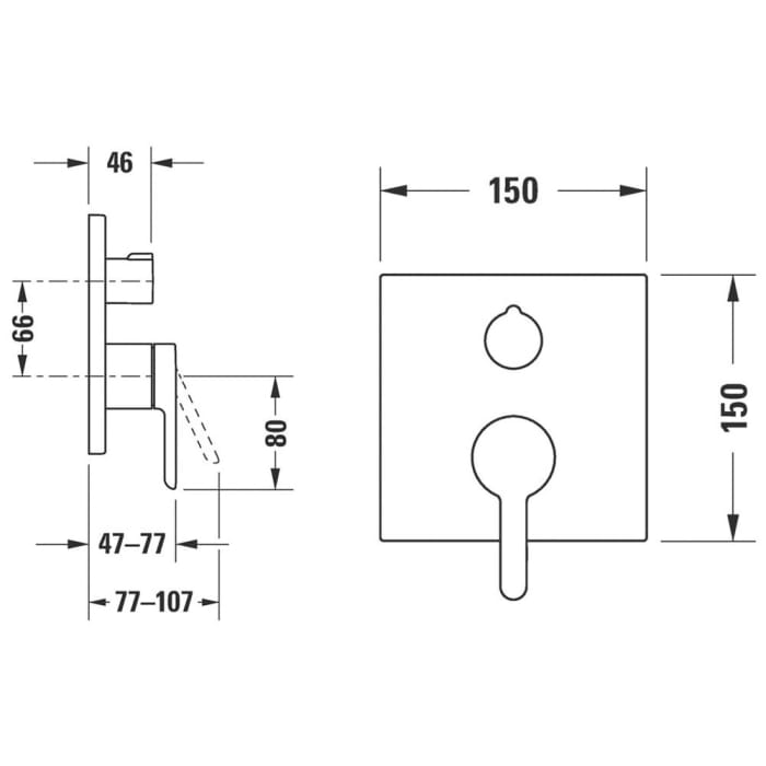 Duravit C.1 Einhebel-Wannenmischer Unterputz mit eckiger Rosette für 2 Verbraucher
