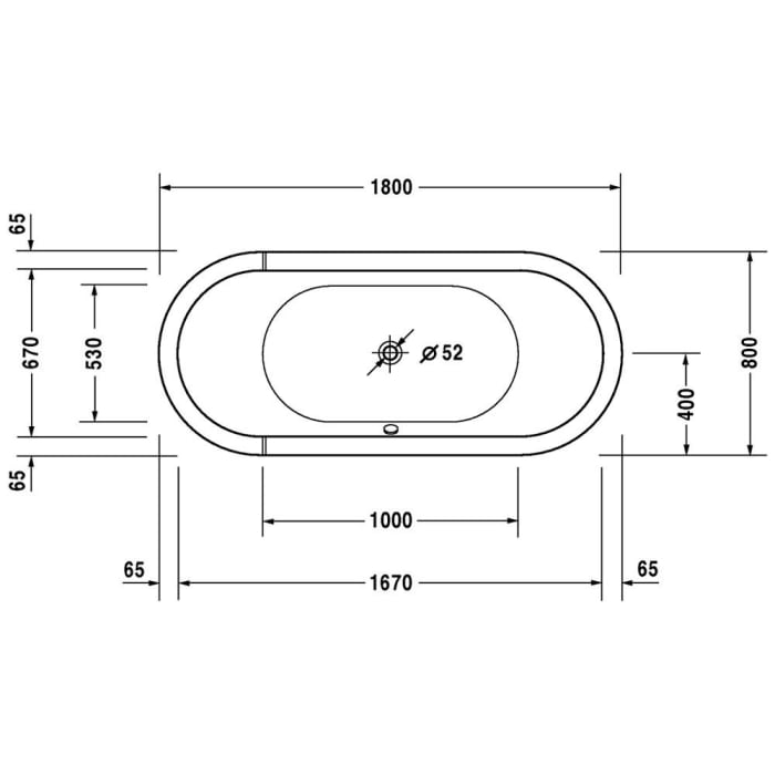 Duravit Starck Oval Whirlwanne 180 x 80 cm freistehend mit Jet System, zwei Rückenschrägen