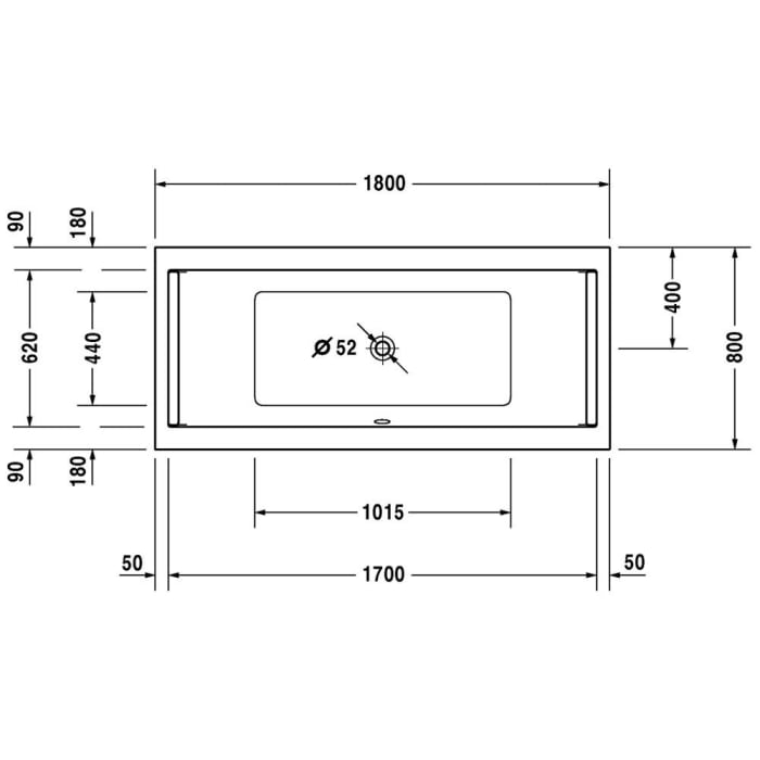 Duravit Starck Rechteck Whirlwanne 180 x 80 cm mit Combi-System P, zwei Rückenschrägen