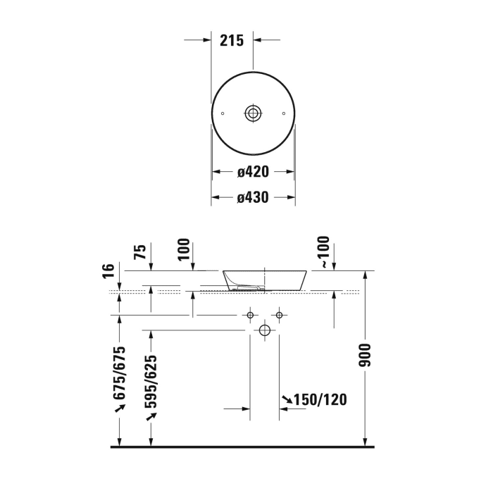 Duravit Cape Cod Aufsatzbecken 43 cm ohne Hahnloch