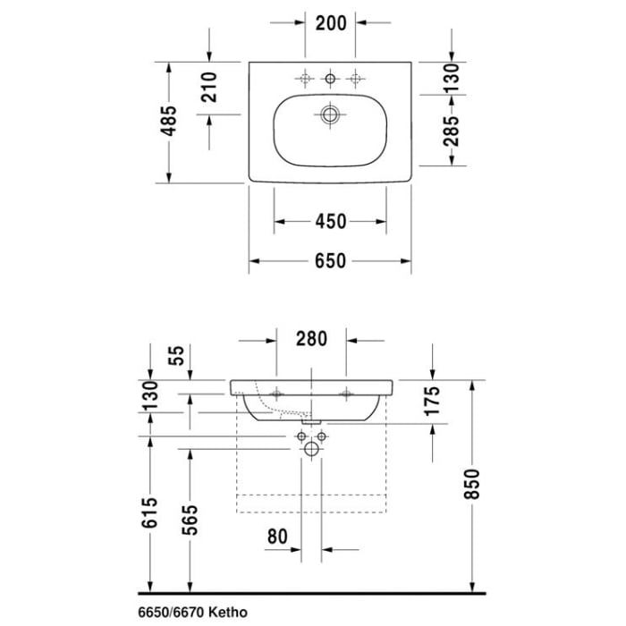 Duravit D-Code Möbelwaschtisch 65 cm
