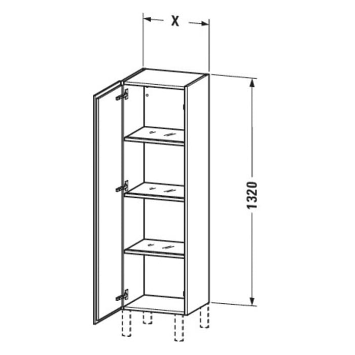 Duravit L-Cube Halbhochschrank 40 x 36,3 x 132 cm, Anschlag rechts