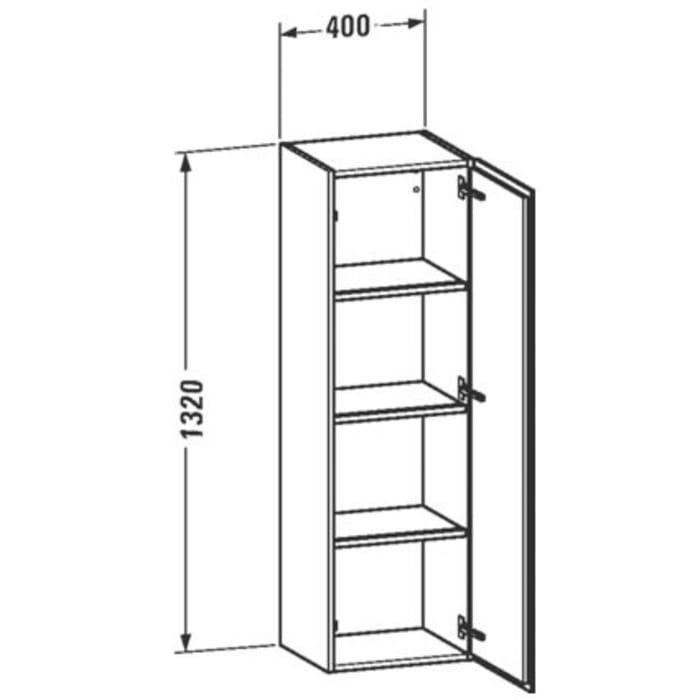 Duravit L-Cube Halbhochschrank 40 x 36,3 x 132 cm, Anschlag rechts