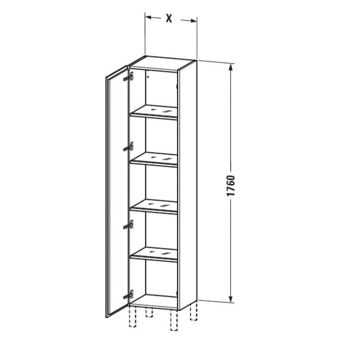 Duravit L-Cube Hochschrank 40 x 36,3 x 176 cm, Anschlag links