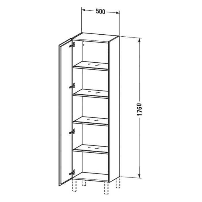 Duravit L-Cube Hochschrank 50 x 36,3 x 176 cm, Anschlag links
