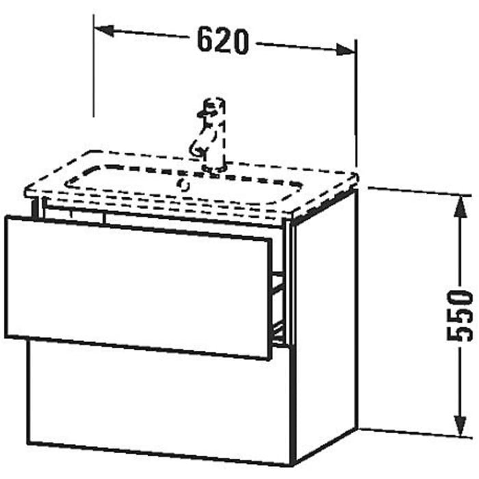 Duravit L-Cube Waschtischunterbau wandhängend Compact mit 2 Auszügen, 62 x 39,1 cm