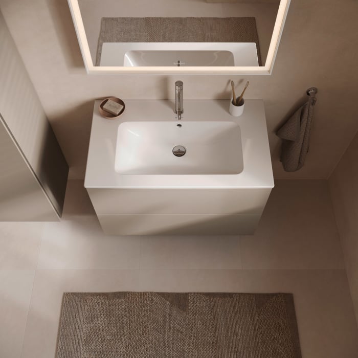Duravit L-Cube Waschtischunterbau wandhängend mit 2 Auszügen, 82 x 48,1 cm, Becken mittig