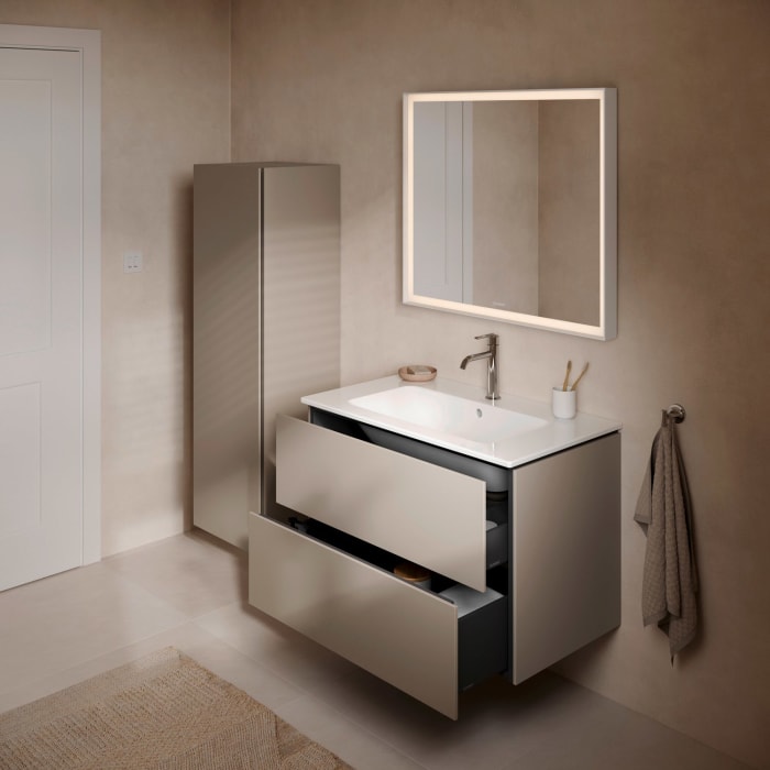 Duravit L-Cube Waschtischunterbau wandhängend mit 2 Auszügen, 82 x 48,1 cm, Becken mittig