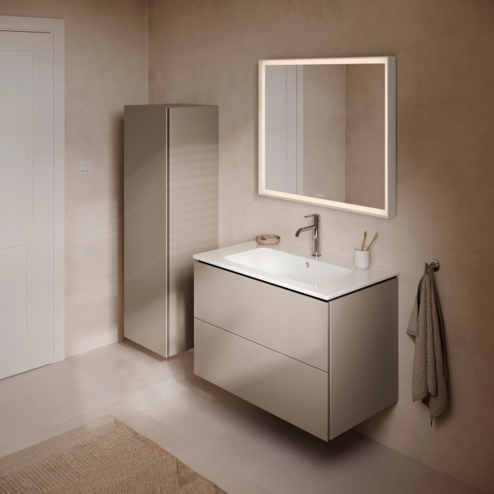 Duravit L-Cube Waschtischunterbau wandhängend mit 2 Auszügen, 82 x 48,1 cm, Becken mittig