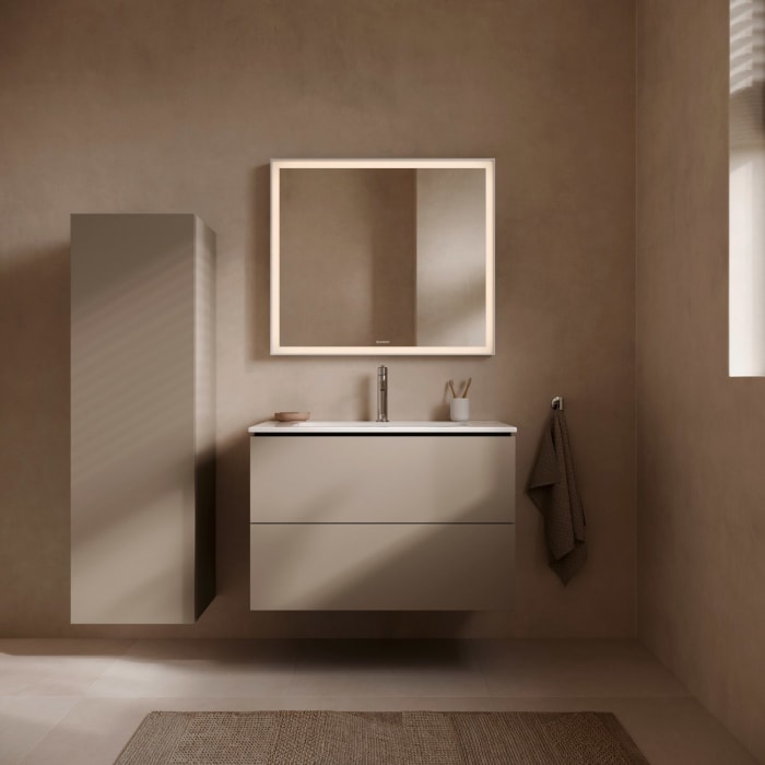 Duravit L-Cube Waschtischunterbau wandhängend mit 2 Auszügen, 82 x 48,1 cm, Becken mittig