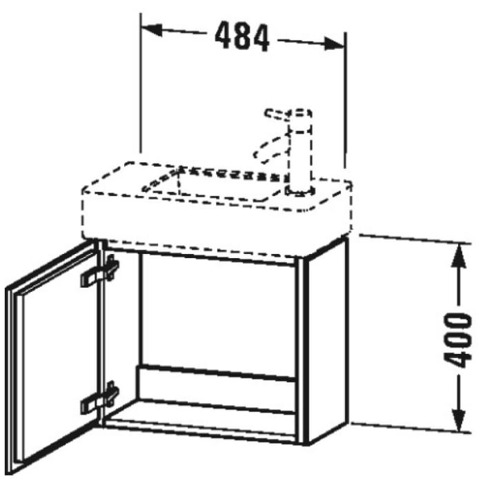 Duravit L-Cube Waschtischunterbau wandhängend 48 x 24 cm, mit 1 Tür, Türanschlag Links