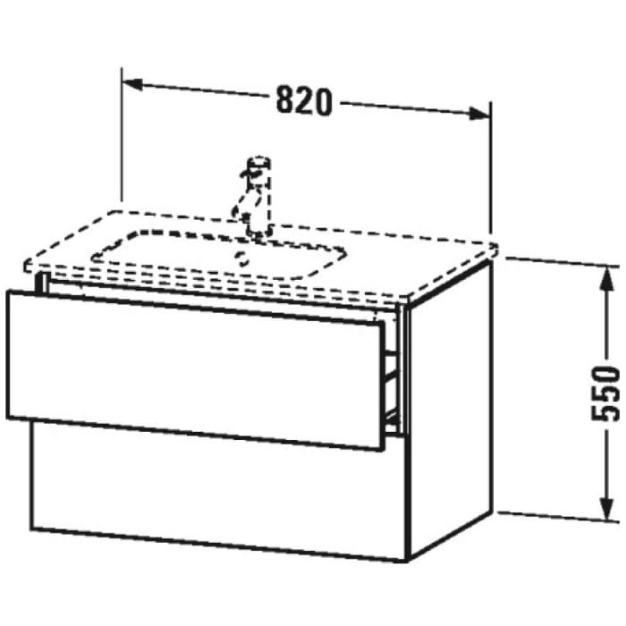 Duravit L-Cube Waschtischunterbau wandhängend mit 2 Auszügen, 82 x 48,1 cm, Becken links