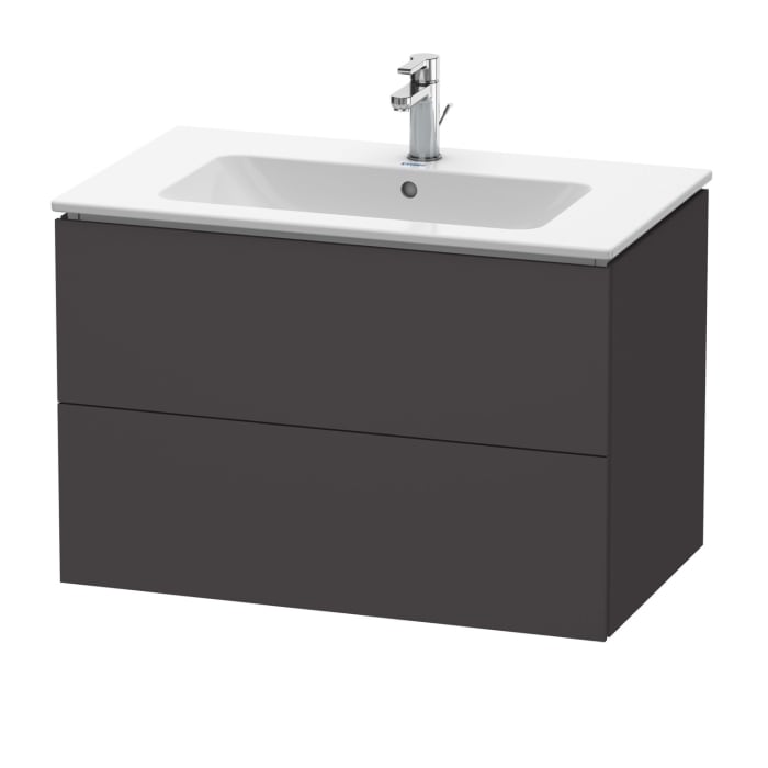 Duravit L-Cube Waschtischunterbau wandhängend mit 2 Auszügen, 82 x 48,1 cm, Becken mittig