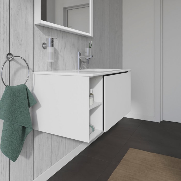 Duravit L-Cube Waschtischunterbau wandhängend mit 1 Auszug, 82 x 48,1 cm, Becken rechts