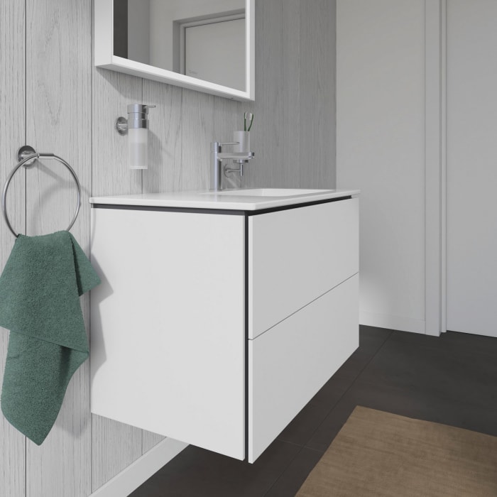 Duravit L-Cube Waschtischunterbau wandhängend mit 2 Auszügen, 82 x 48,1 cm, Becken rechts