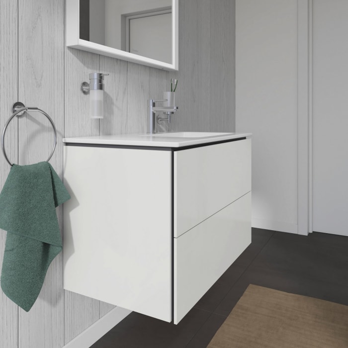 Duravit L-Cube Waschtischunterbau wandhängend mit 2 Auszügen, 82 x 48,1 cm, Becken rechts