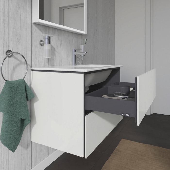 Duravit L-Cube Waschtischunterbau wandhängend mit 2 Auszügen, 82 x 48,1 cm, Becken rechts