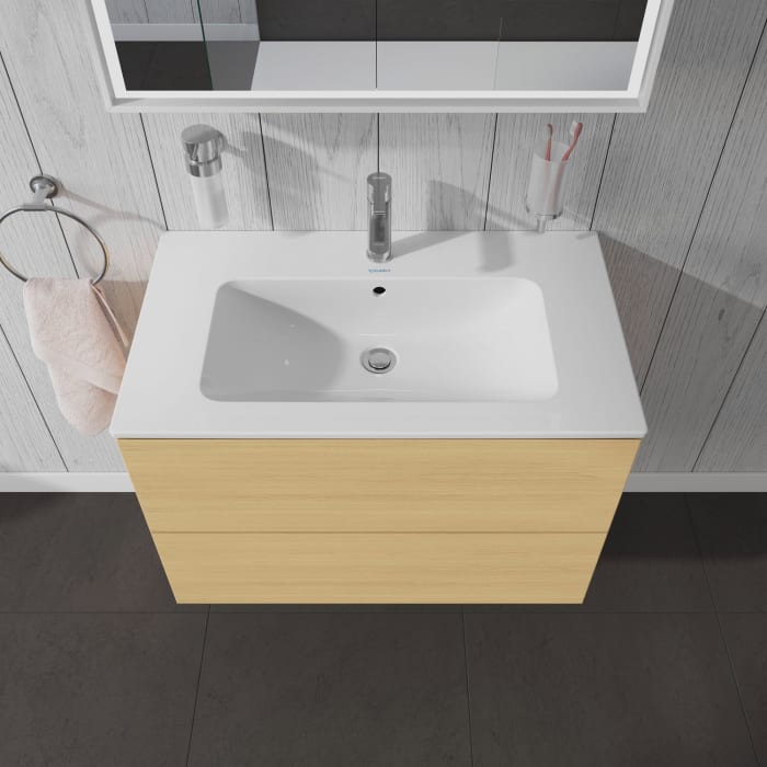 Duravit L-Cube Waschtischunterbau wandhängend mit 2 Auszügen, 82 x 48,1 cm, Becken mittig