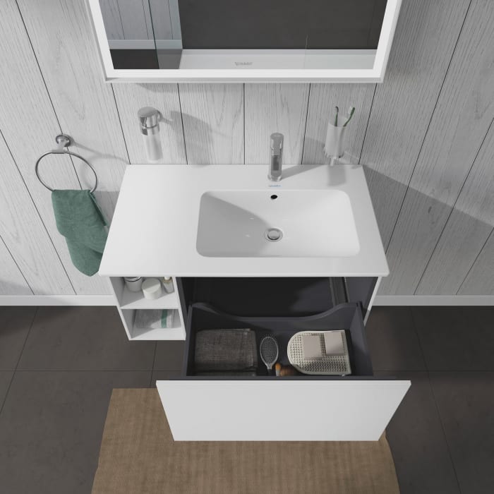 Duravit L-Cube Waschtischunterbau wandhängend mit 1 Auszug, 82 x 48,1 cm, Becken rechts