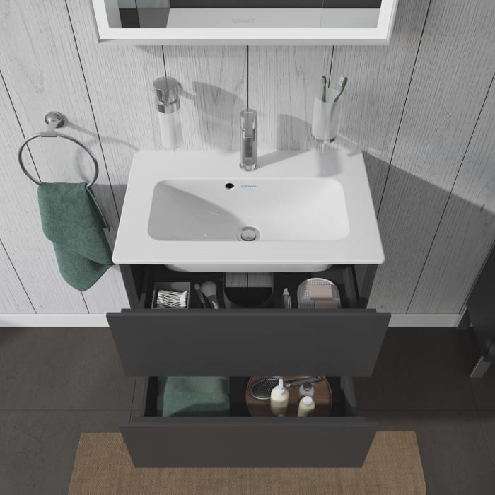 Duravit L-Cube Waschtischunterbau wandhängend Compact mit 2 Auszügen, 62 x 39,1 cm
