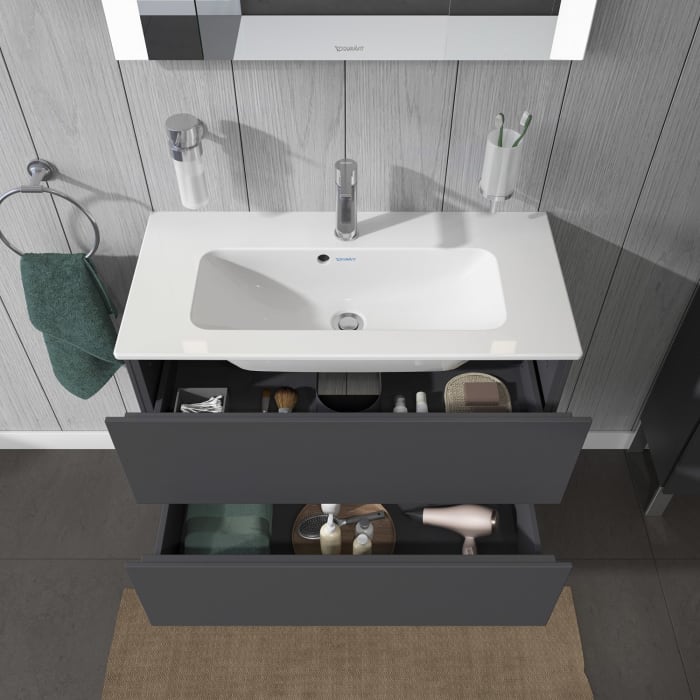 Duravit L-Cube Waschtischunterbau wandhängend Compact mit 2 Auszügen, 82 x 39,1 cm