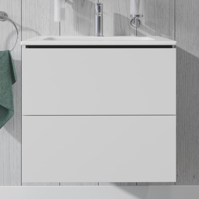 Duravit L-Cube Waschtischunterbau wandhängend Compact mit 2 Auszügen, 62 x 39,1 cm