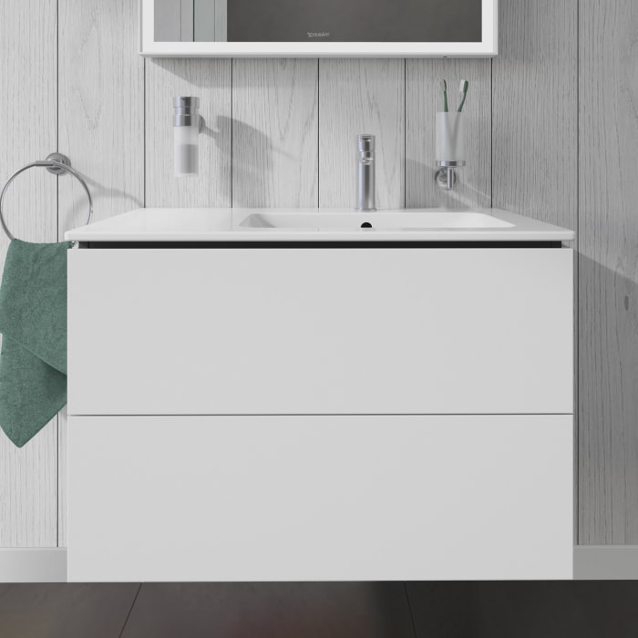 Duravit L-Cube Waschtischunterbau wandhängend mit 2 Auszügen, 82 x 48,1 cm, Becken rechts