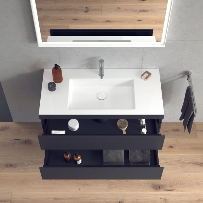 Duravit L-Cube Möbelwaschtisch c-bonded wandhängend mit 2 Auszügen und 1 Hahnloch 100 x 50 cm