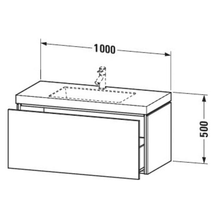 Duravit L-Cube Möbelwaschtisch c-bonded wandhängend mit 1 Auszug und 1 Hahnloch 100 x 50 cm