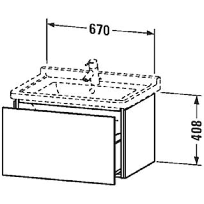 Duravit L-Cube Waschtischunterbau wandhängend mit 1 Auszug 67 x 46,9 cm
