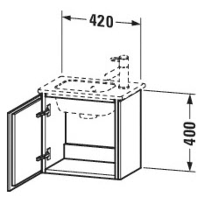Duravit L-Cube Waschtischunterbau wandhängend mit 1 Tür Anschlag rechts, 42 x 29,4 cm